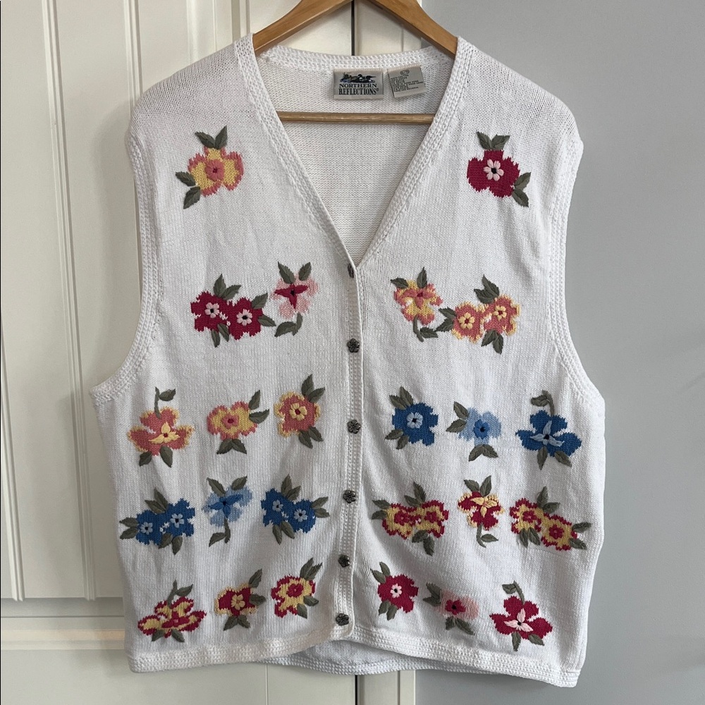 Northern Reflection Floral Knit Vest XL - Picture 4 of 9